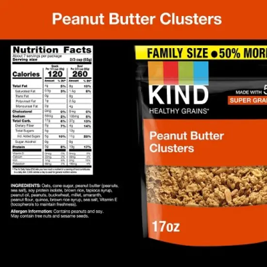 KIND Peanut Butter Whole Grain Clusters Granola - 17oz image {3}