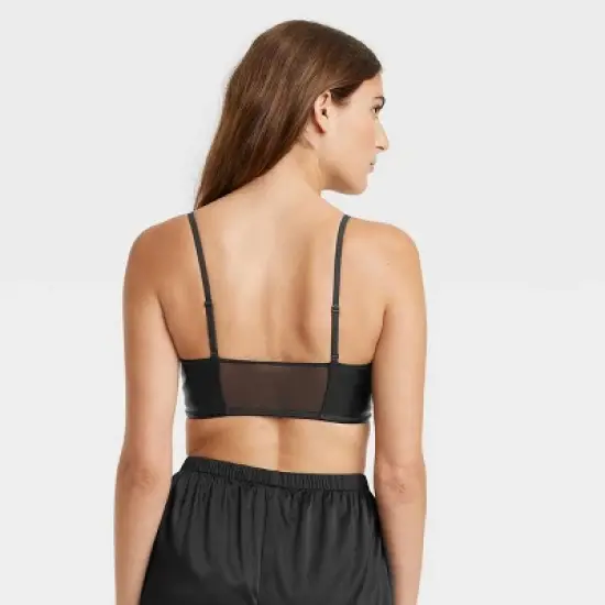 Women's Faux Leather Bralette - Colsie&trade; Black image {1}