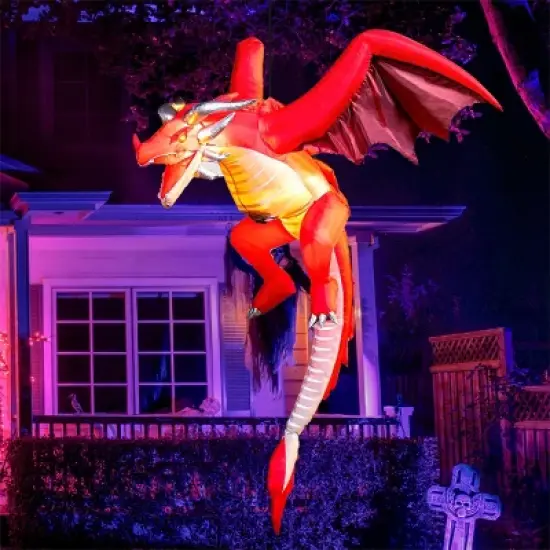 Joyfy 5 FT Halloween Inflatable Outdoor Decorations, Hanging Flying Dragon with Built-in LED for Halloween Yard Lawn Patio Outdoor Indoor Decoration image {3}