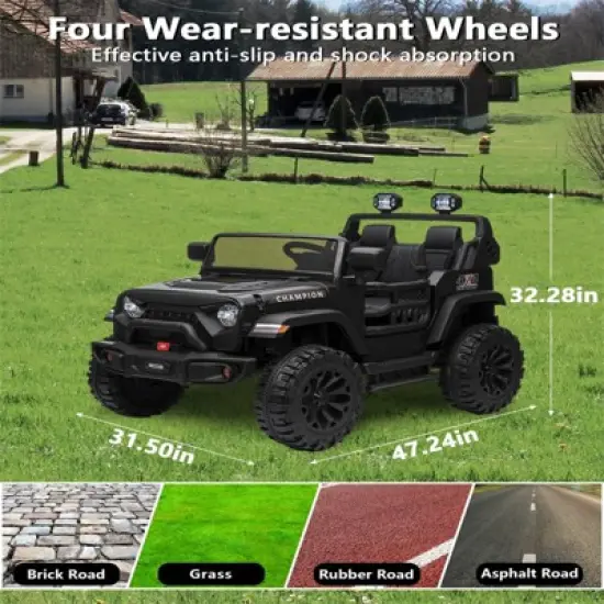 24V 2 Seater Ride on Toys for Kids, Ride on Truck with Remote Control, Bluetooth,2X200W Powerful Motors, Lights, Powered Wheels for Boys Girls image {6}