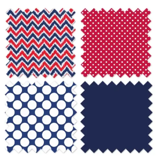 Bacati - Mix n Match Chevron/Dots Crib Rail Guard set of 2 Covers Navy/Red image {2}