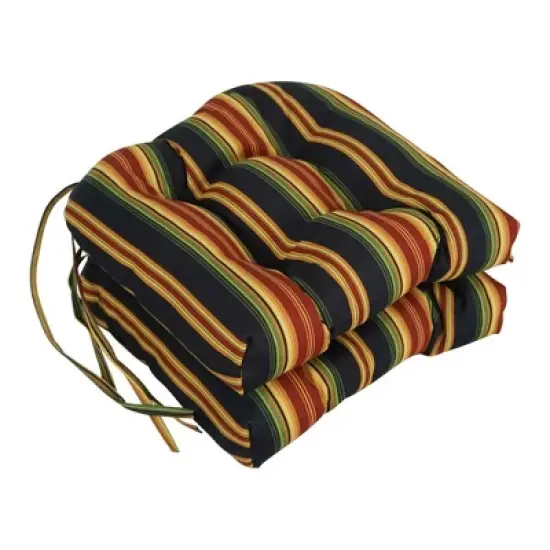 Blazing Needles, 16-inch Spun Polyester Patterned Outdoor U-shaped Tufted Chair Cushions (Set of 2) image {13}