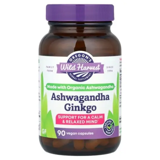 Oregon's Wild Harvest Ashwagandha Ginkgo, 90 Vegan Capsules image {4}