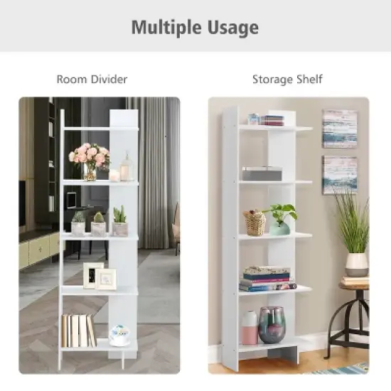 Costway 5-Tier Bookcase Storage Open Shelves Display Unit Room Divider image {4}
