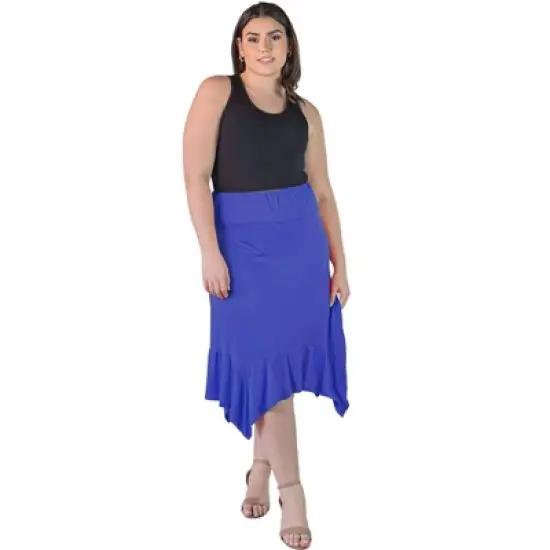 Plus Size Knee-Length Elastic Waistband And A Handkerchief Hemline Skirt image {8}