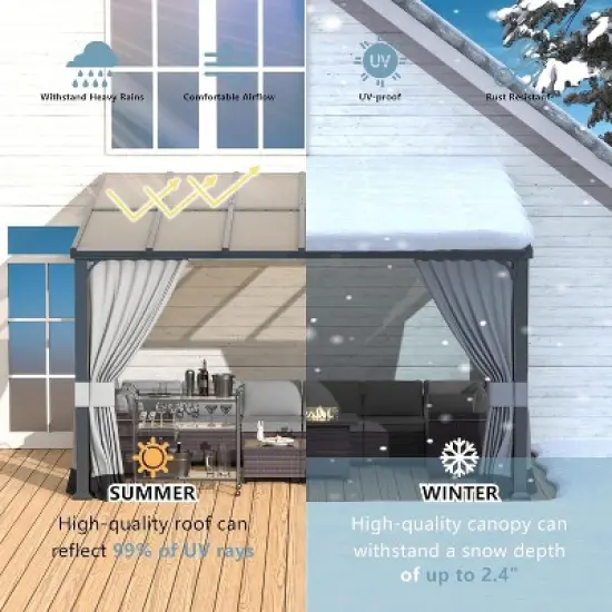 ALAULM 10&rsquo; x 28&rsquo; Wall Mount Gazebo Outdoor Pergola, Lean to Gazebo Canopy Awnings with Sloped Roof and Steel Frame image {3}