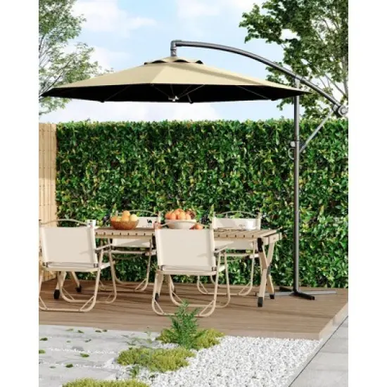 10FT Cantilever Umbrella with Cross Base - 2-6 People, Outdoor Offset Design with Crank Lift, Fade-Resistant Canopy for Deck Pool Garden Backyard image {6}