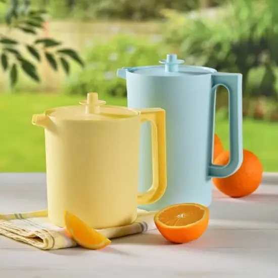 Tupperware Heritage 2pc Pitcher Set Vintage Blue/Yellow image {1}