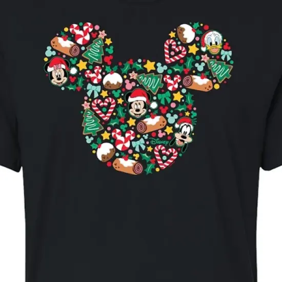 Women's - Disney - Mickey Silhouette Christmas Cropped Graphic T-Shirt image {1}