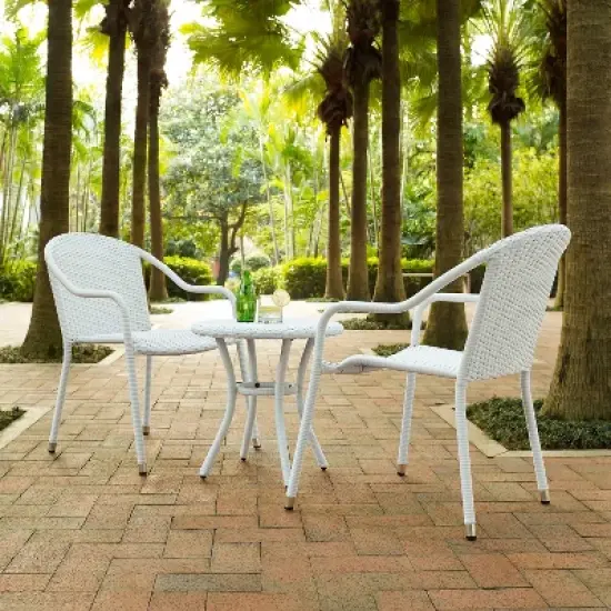 Palm Harbor 3pc Outdoor Wicker Seating Set - White - Crosley image {1}