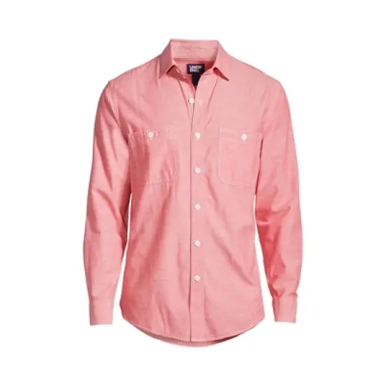 Lands' End Men's Tailored Fit Chambray Work Shirt image {1}