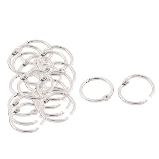 Unique Bargains Hinge Locking Scrapbook Craft Office Keyring Keychain Loose Leaf Binder 32mm Dia 20 Pcs image {4}