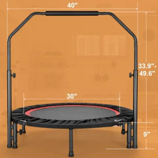 HONGGE Adjustable Fitness Trampoline with Foam Handle and Resistance Bands &ndash; Indoor Rebounder for Adults and Kids, 5-Level Height image {6}