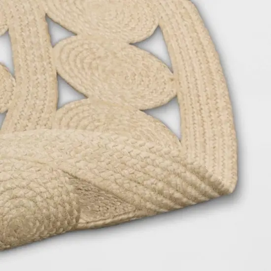 8' Round Ornate Braided Outdoor Rug Neutral - Threshold&trade; image {3}