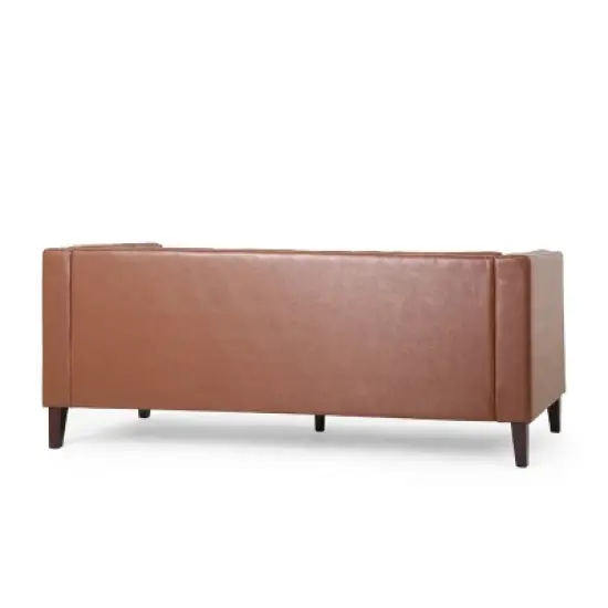 Pondway Contemporary Faux Leather Tufted 3 Seater Sofa - Christopher Knight Home image {2}