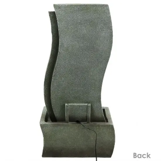 Sunnydaze 31"H Electric Resin Contemporary Curves Outdoor Water Fountain with LED Lights image {5}