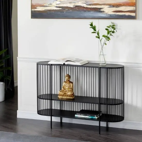 Contemporary Metal Console Table Black - Olivia & May image {1}