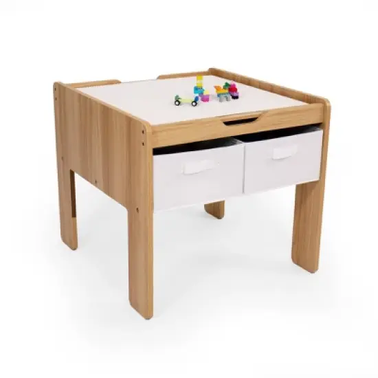 Humble Crew Journey Kids' Wood Building Block Activity Table White/Natural image {7}