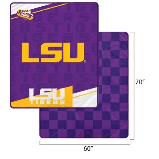 NCAA LSU Tigers Diagonal Ghost Checker Double Sided Blanket image {2}