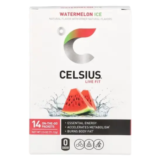 Celsius Live Fit, Watermelon Ice, 14 On-The-Go-Packets, 0.18 oz (5.08 g) Each image {3}