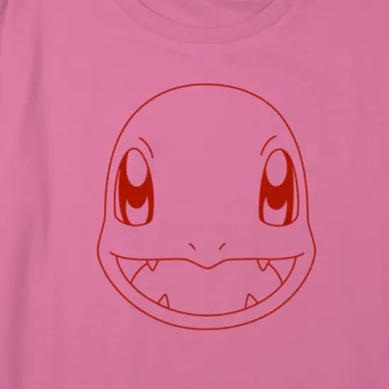 Girl's Pokemon Charmander Line Art Face Crop Top T-Shirt image {1}