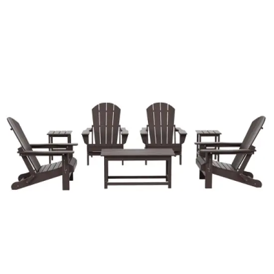 WestinTrends 7 Piece Set Outdoor Folding Adirondack Chairs with Coffee Table Side Table image {12}