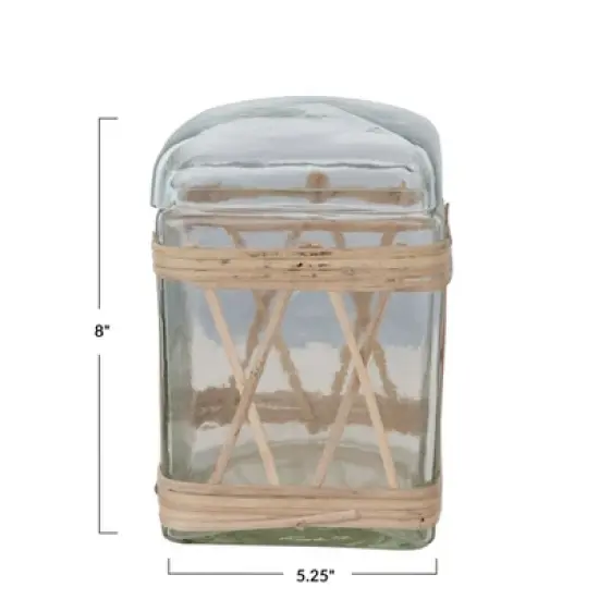 Storied Home Rattan Wrapped Glass Jar with Lid image {2}