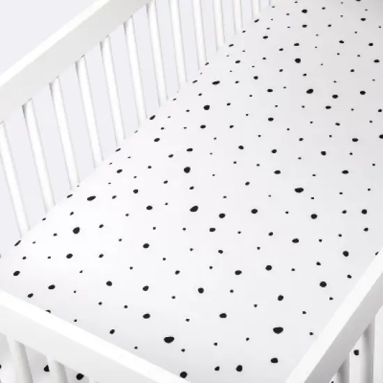 Fitted Crib Sheet Scatter Dot - Cloud Island&trade; - Black/Cream image {2}