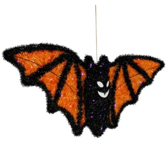 Northlight LED Lighted Bat Halloween Decoration - 25" - Black and Orange - Purple Lights image {3}