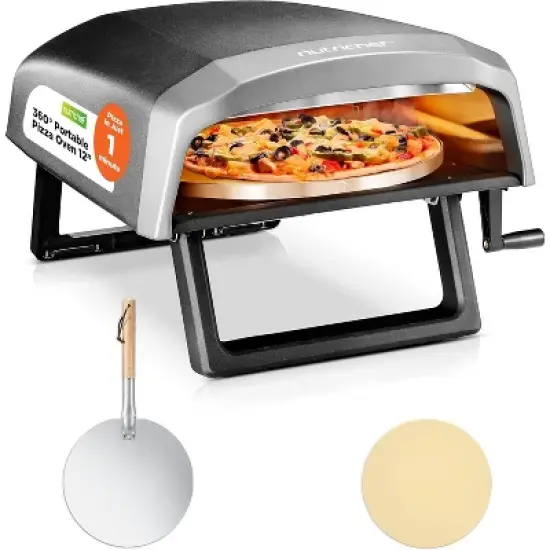 NutriChef 360&deg; Portable Pizza Oven with Rotating Stone (NCPIZRT44.5) - Black image {7}