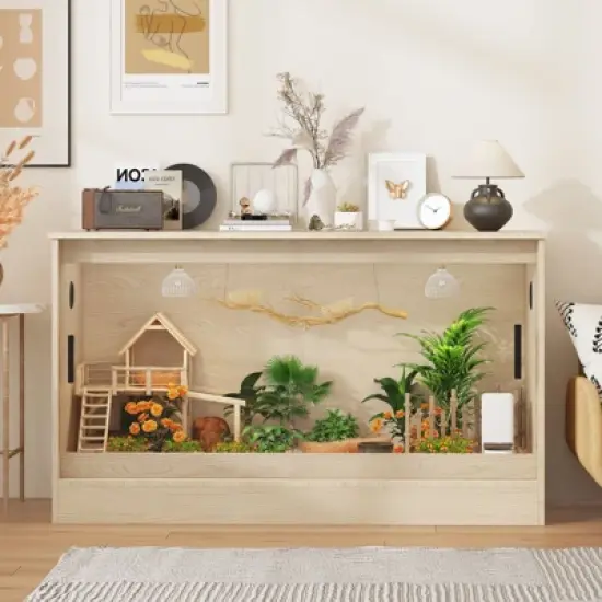 Famapy 68 Gallon Small Pet Habitat,Reptile Terrarium Cabinet with Ventilation,Cage Tank with Glass Door,for Amphibian,Hamster/Lizards/Geckos/Snakes image {12}