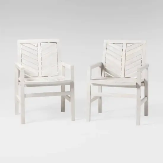 2pk Slatted Chevron Acacia Wood Patio Chairs - Saracina Home image {10}