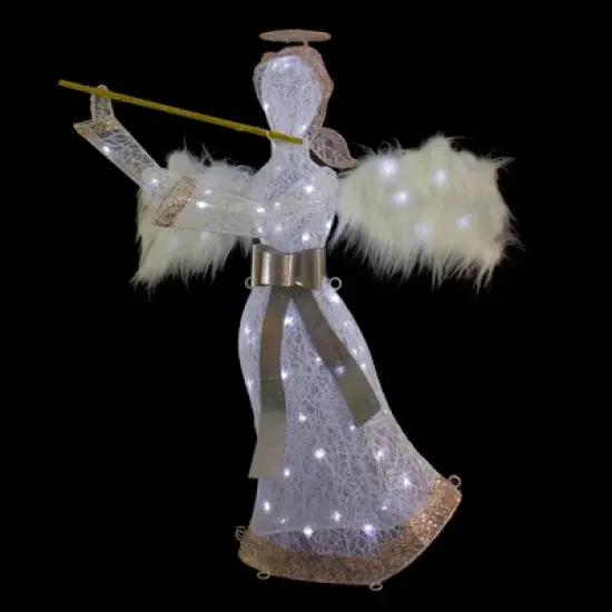 Northlight 36" LED Lighted Lace Angel with Flute Outdoor Christmas Decoration image {2}