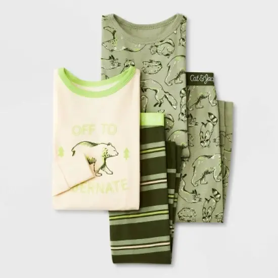 Toddler Boys' 4pc Polar Bear & Forest Animal Pajama Set - Cat & Jack&trade; Brown image {3}