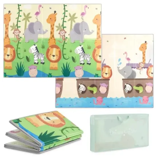Dream On Me Play Time Reversible & Water-resistant  Baby Play Mat, Happy animals & Footprint image {8}