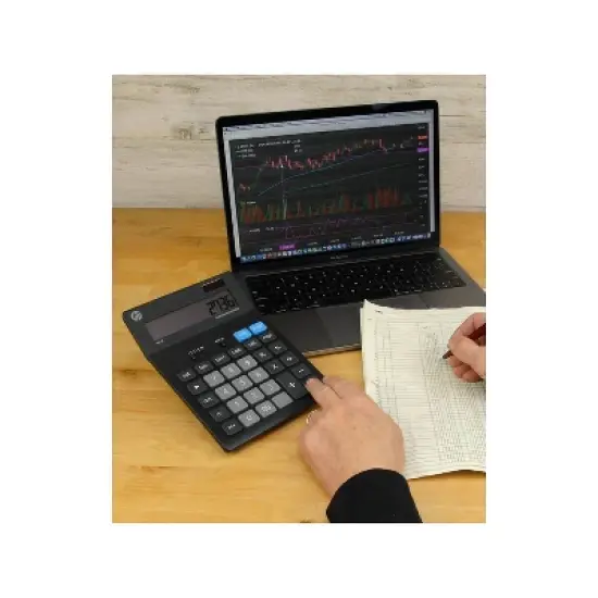 HP BC220 12-Digit Battery/Solar Powered Basic Calculator Black/Gray (91075R) image {3}