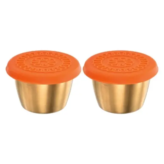 Unique Bargains Stainless Steel Lunch Bento Boxes Small Dipping Cups Containers with Lids Orange image {6}