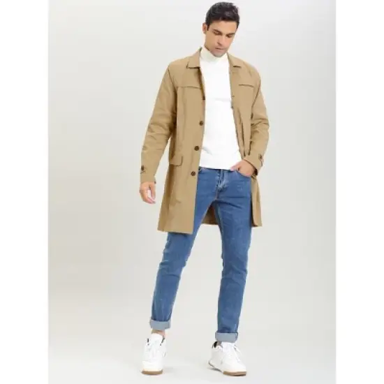 Lars Amadeus Men's Lightweight Single Breasted Slim Fit Jacket Overcoat image {1}