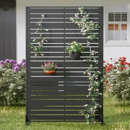 PexFix 72 in. H x 47 in. W Black Outdoor Metal Privacy Screen Garden Fence Wall Applique image {5}
