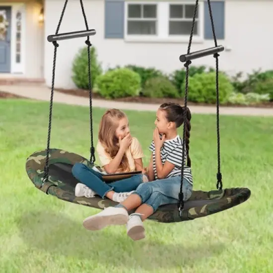 Costway Saucer Tree Swing Surf Kids Outdoor Adjustable Swing Set w/ Handle image {1}