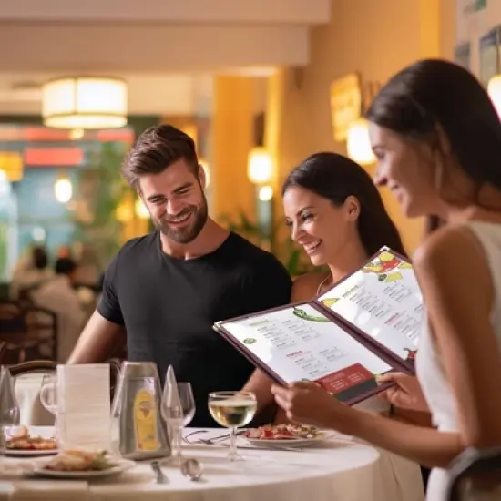 WeChef 30 Pack 8.5 x 11" 6 View 3 Page Menu Cover Burgundy Trim Trifold Transparent Volume Red image {7}