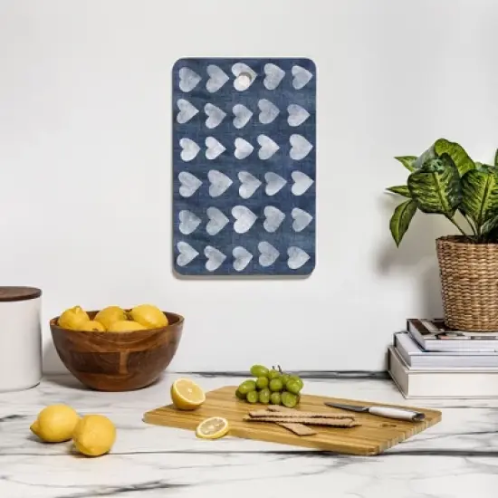 Schatzi Brown Heart Stamps Denim Cutting Board - Deny Designs image {2}