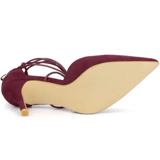 Allegra K Women's Pointed Toe Dress Pumps Lace Up Stiletto Heels Sandals image {5}