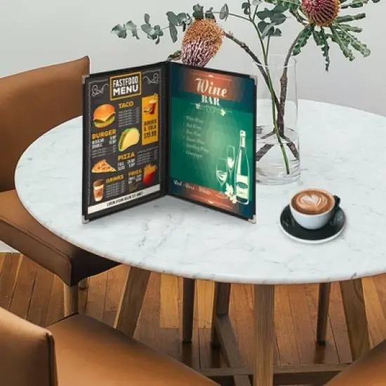 WeChef 30 Pack Menu Cover 8.5 x 11" Letter Double Fold 2 Page 4 View Restaurant Black Trim image {6}