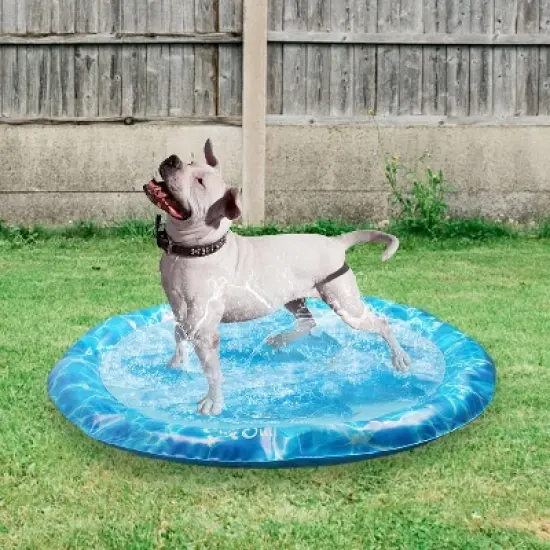 Allforpaws Non-Slip Splash Pad for Kids and Dog, Sprinkler Fun Pool Mat for Summer image {2}