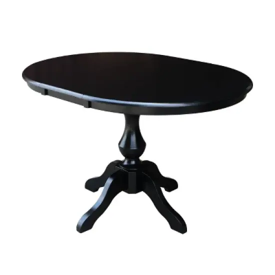 36" Round Extension Table with 4 Madrid Ladderback Dining Chairs Black - International Concepts image {3}