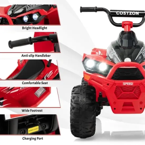 Costway 12V Battery Powered Kids Ride On ATV Electric 4-Wheeler Quad Car with  MP3 & Light image {8}