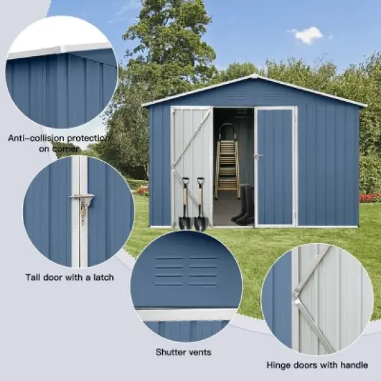 Coolbibila-10Ftx12Ft Storage Sheds, Tool Sheds With Sturdy Aluminum Frames, Metal Sheds With Durable Vents And Customizable Door image {5}