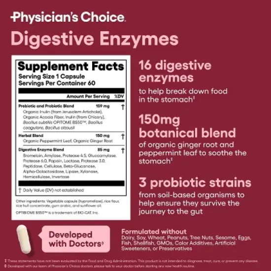 Physician's Choice Digestive Enzyme Probiotic Capsules - 60ct image {6}