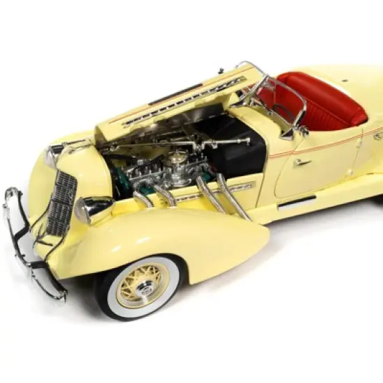 1935 Auburn 851 Speedster Cream with Red Interior 1/18 Diecast Model Car by Auto World image {2}
